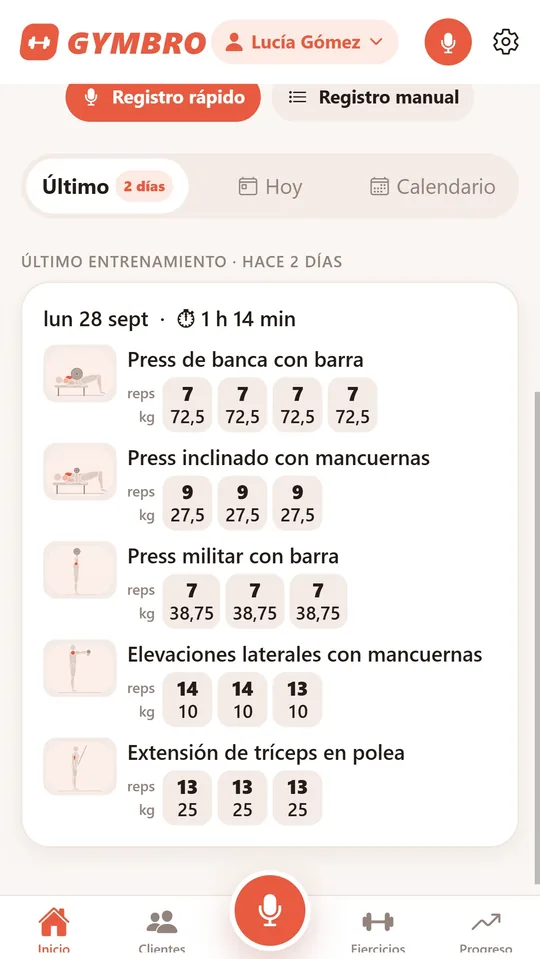 Última sesión con cada serie: repeticiones arriba y kilos abajo